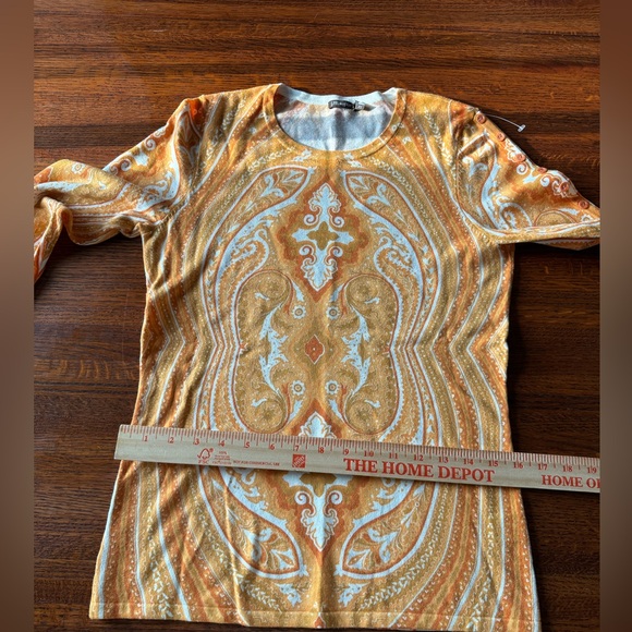 J. Mclaughlin Sweater Women's XS Orange Paisley Button Knit Top Cotton Modal - Picture 9 of 9